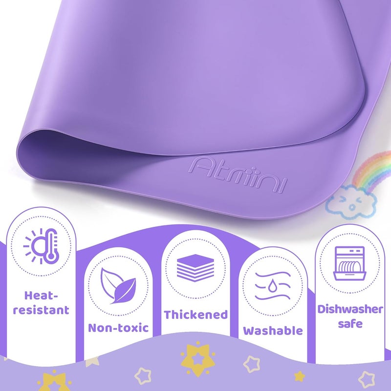 AtMini Store Silicone Art Mats for Kids, 24"x16" Silicone Craft Mat with Lip to Keep Clean, Play Sand, Painting, DIY Crafts Mat for Kids (Purple) - Image 4